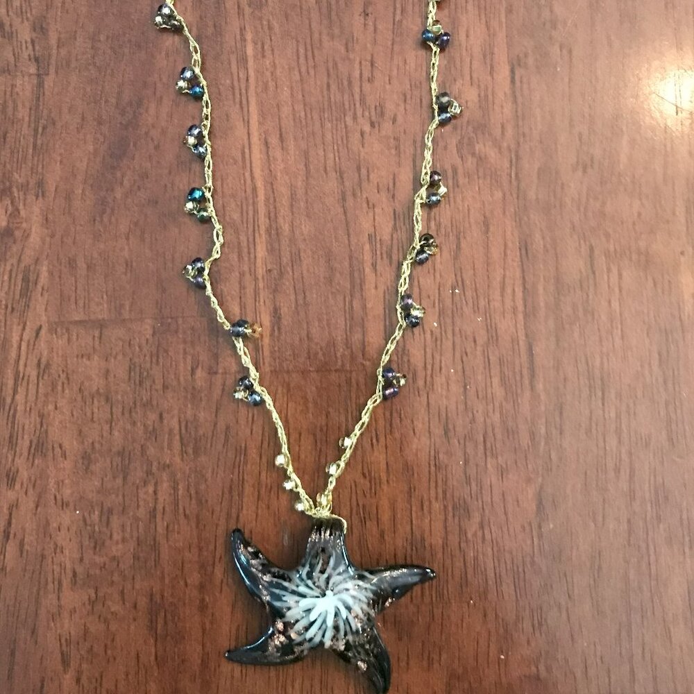 Starfish fused glass pendant necklace